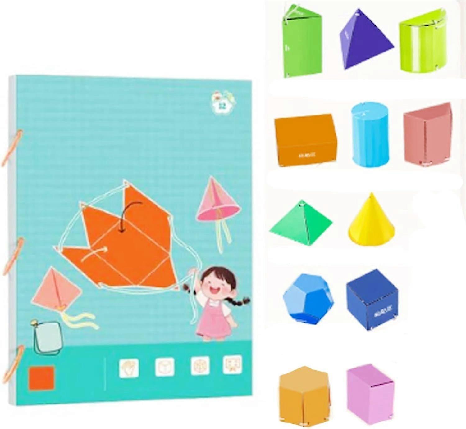 Pull String 3D Geometry Learning Book Interactive Pull-String Geometry Learning Kit with Pop-Up Models Volume & Area Exploration