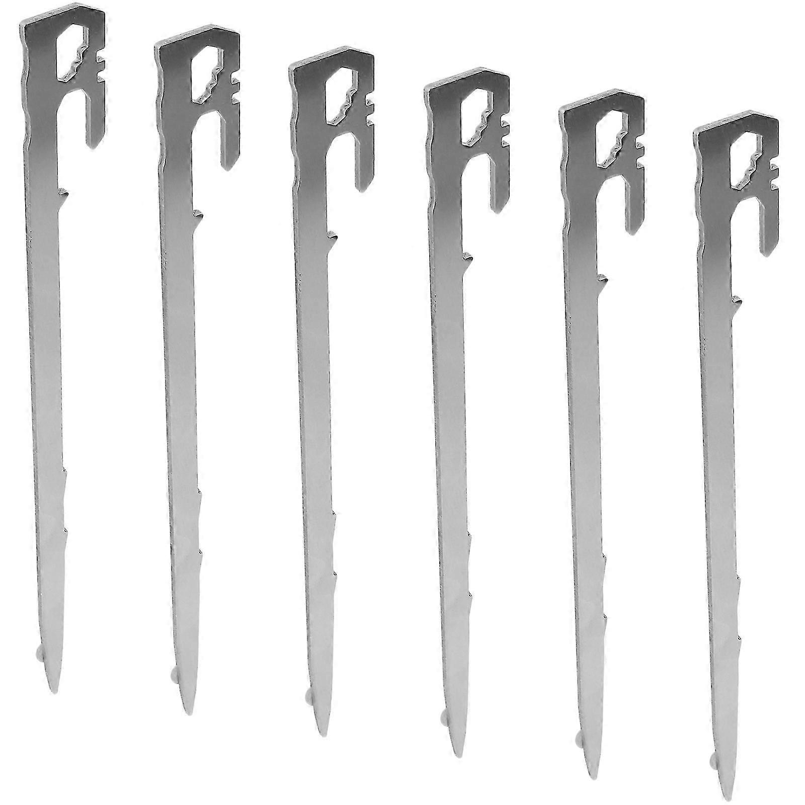 Tent Stakes Multi-Function Outdoor Stakes Convenient 6Pcs Silver Pegs