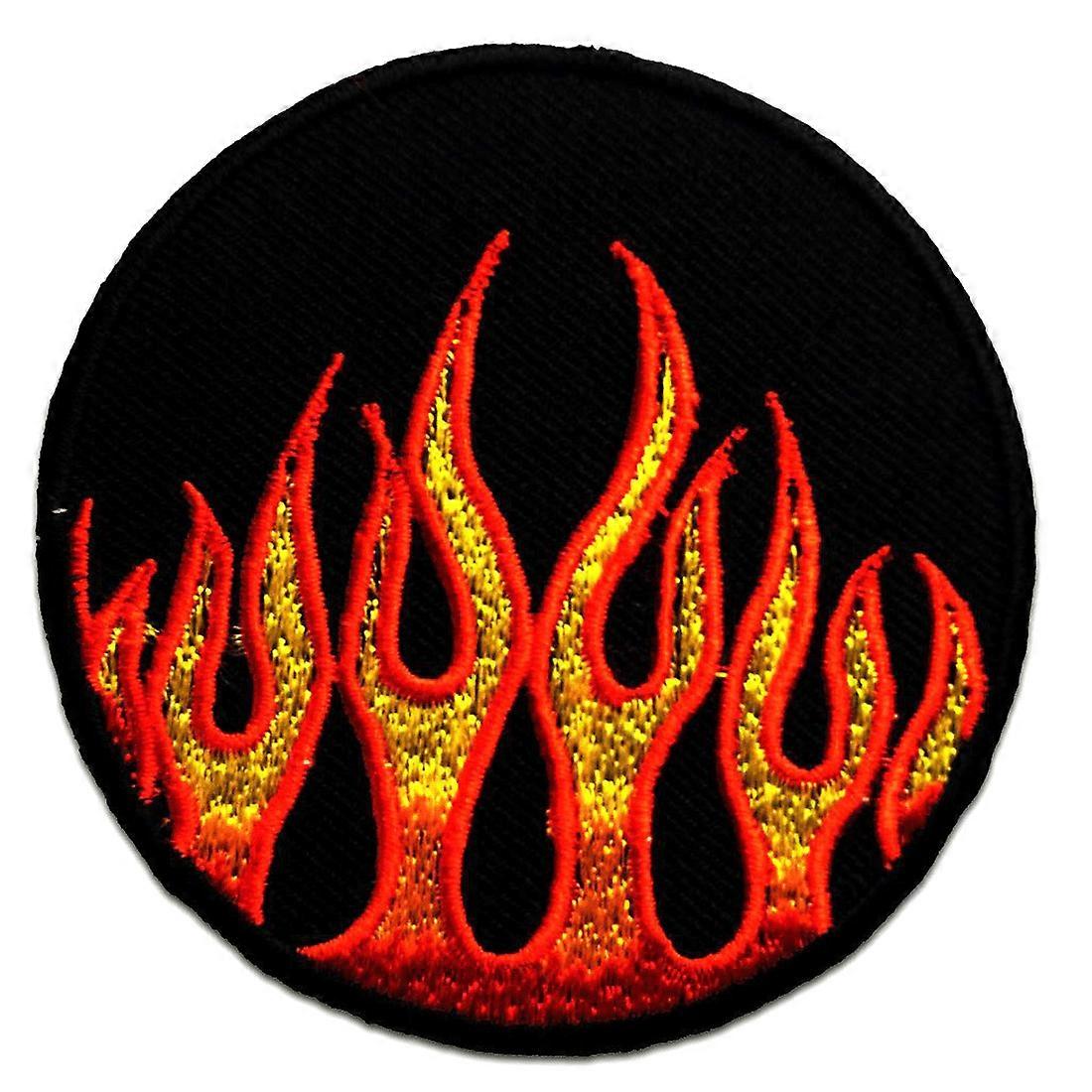 Patch / iron-on patch - Fire Biker - red - Ø6,5 - Appliqué patch iron-on