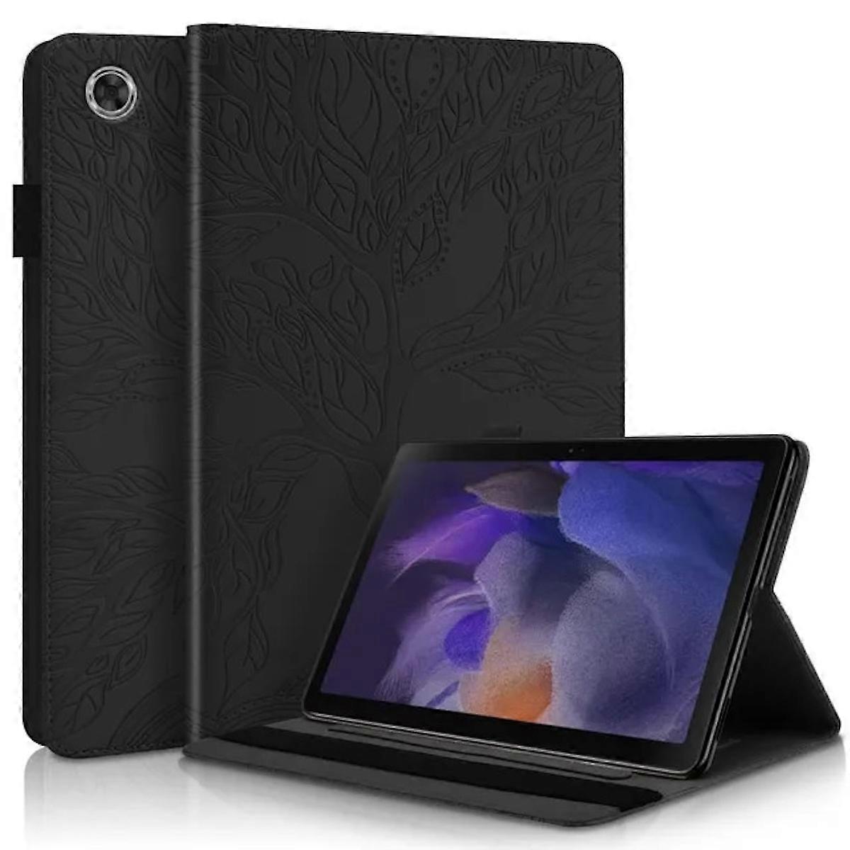 For Samsung Galaxy Tab A9 Tree Pattern Faux Leather Case Cover Bag Black