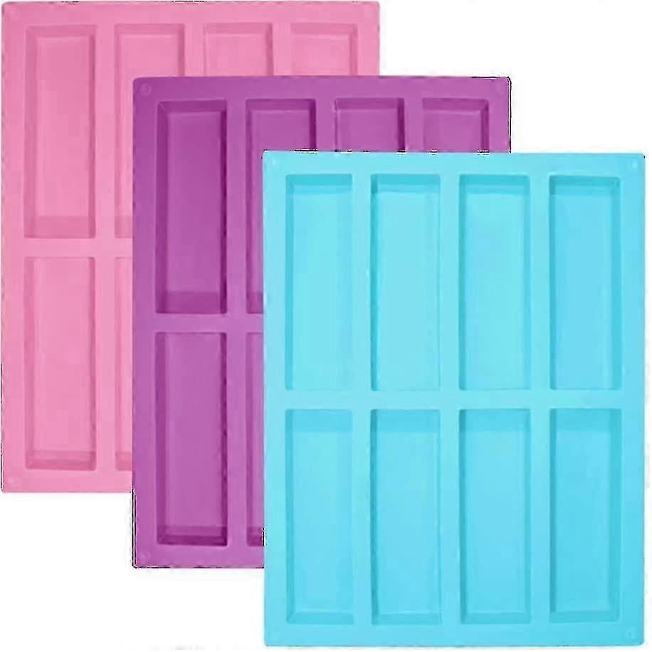 8 Cavities Rectangular Silicone Molds Flexible Non Stick Soap