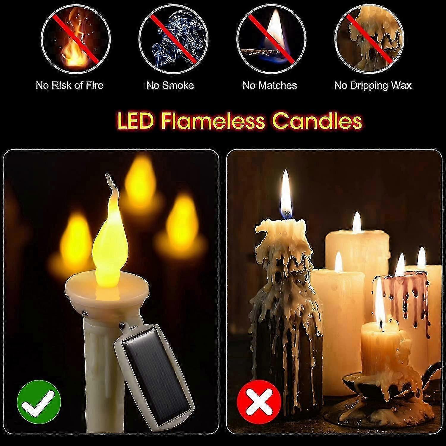 Solar Window Candles with Candlesticks Holders, 4 Packs