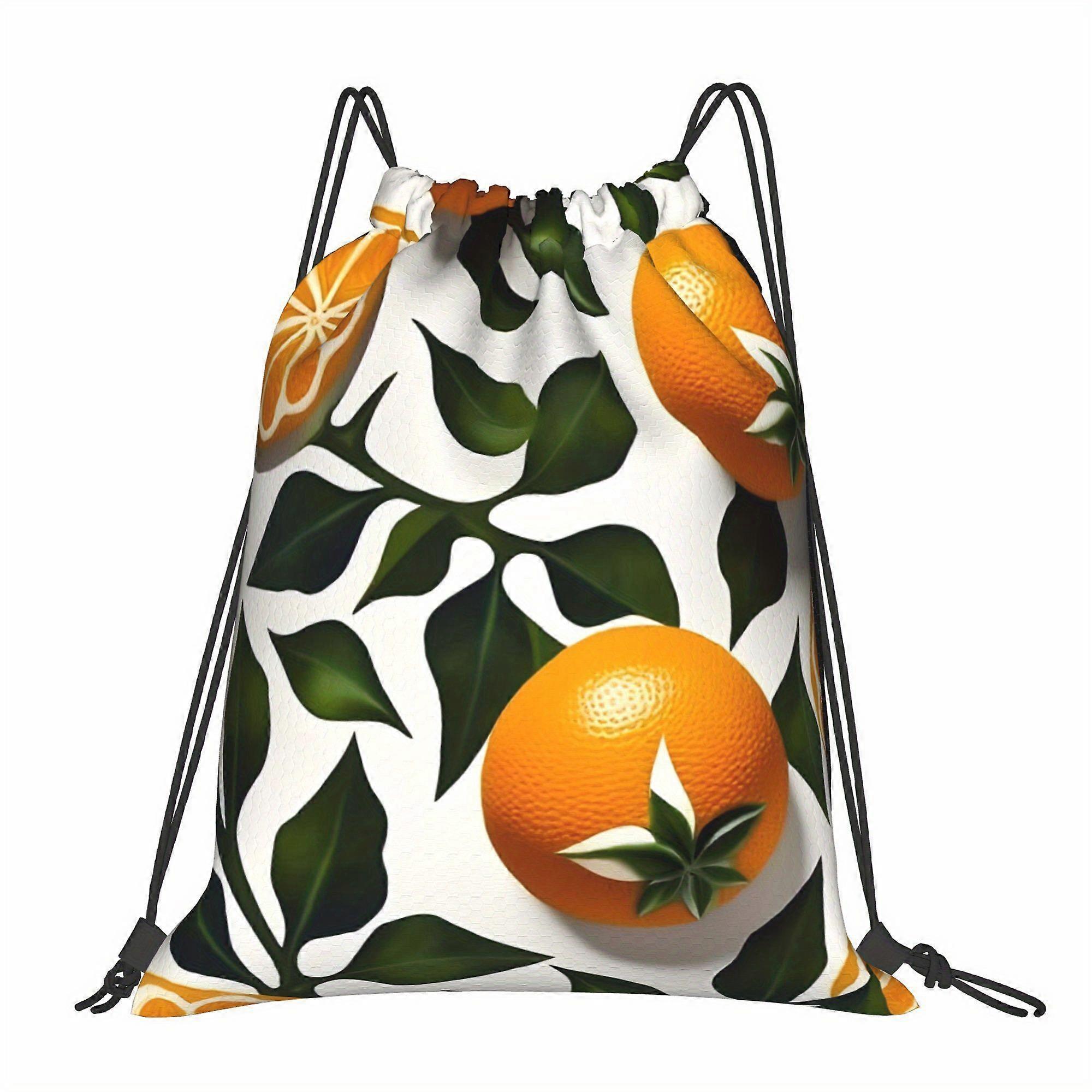 Capri Oranges Pattern Drawstring Bags-Cqazw