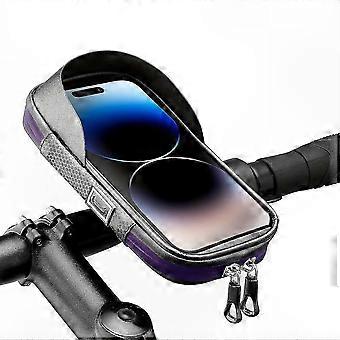 Mobilväska för cykel, skoter, elcykel och motorcykel, med styr, regntäta dubbla dragkedjor, pekskärmsfönster, passar telefoner under 18 cm
