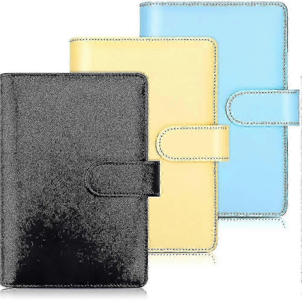 A6 PU Leather Notebook Covers, 6-Ring Replaceable Inner Pages, 3-Pack, Waterproof and Portable