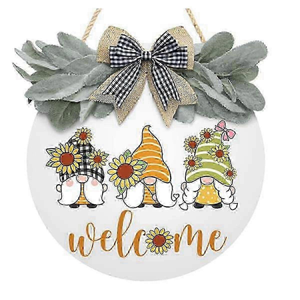 30cm Pine Sunflower Welcome Sign