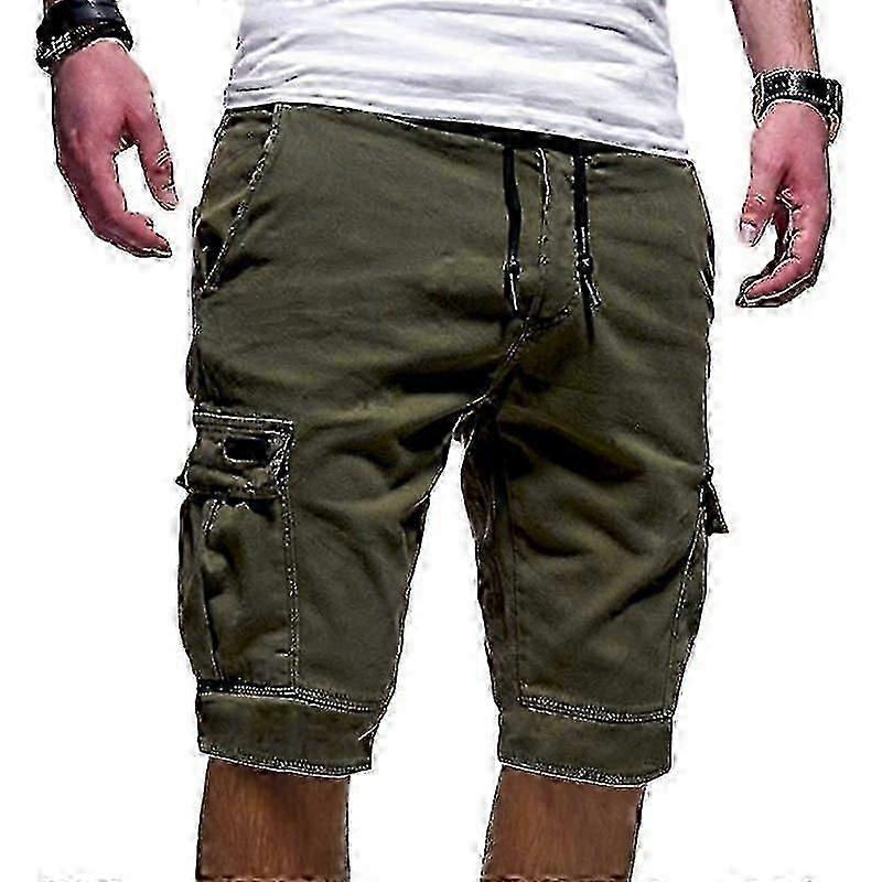 Men's stretch jogger shorts with multiple pockets