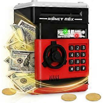 Piggy Bank Electronic ATM Coin Money Saving Toy - Red-s