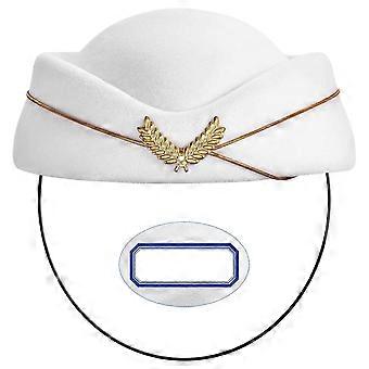 Gorro de azafata beige de 1 pieza con ala redonda para mujer, ideal para Halloween.