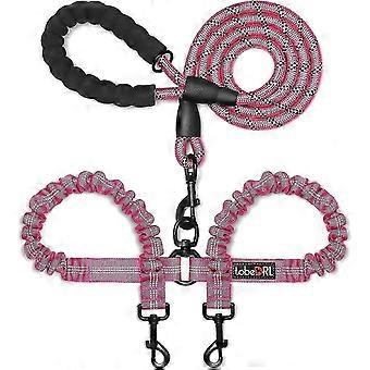 Dual Dog Leash Shock Absorbing Tangle Free Reflective