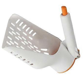 Plastic Cat Litter Scoop, Press Design for Fast Leaking, White, 20.5x20x16cm, Cat Litter Box Cleaning Tool
