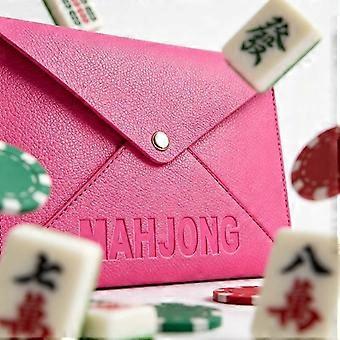 Organizador de cartas Mahjong em couro sintético com botão de pressão para cartas de jogo, leitores de linhas e viagens (1 unidade).