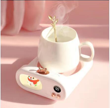 Lovely Coffee Mug Warmer Cup Heater Pad For Tea Milk Desk Heating Coaster 3 Temperature Adjustable Pet Led Display Night Lamp