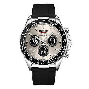Skmei 2588 Men's Wristwatch ized  Stainless Steel Silicone  Quartz and Digital Alarm Luxury Sport Style 3ATM