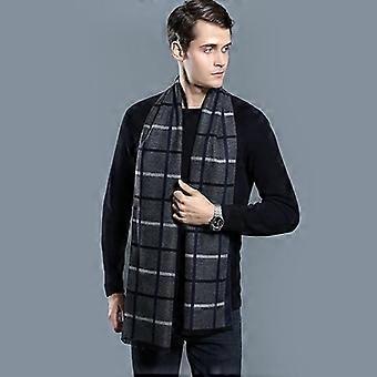 Mens Scarf Winter -Fashion Formal Soft Scarves for Mengrey/White Plaid