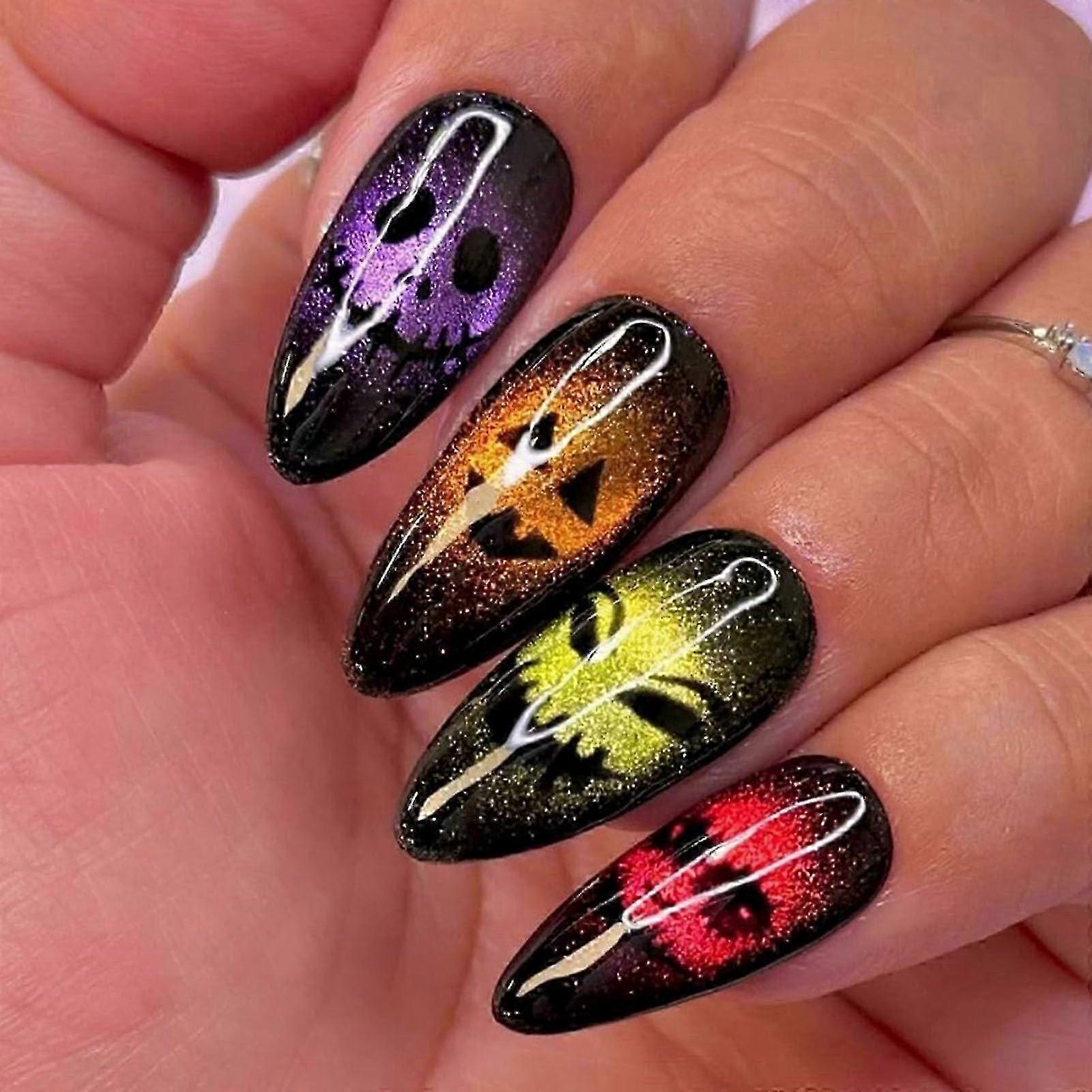 Glitter Skull Halloween Press on Nails-y21