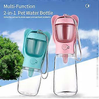 Portable Dog Water Bottle 2-in-1 with Removable Food Container, Leak-Proof Outdoor Travel Drinking Bottle for Walking and Hiking