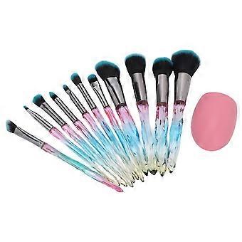 10 Pcs Makeup Brush Set, Soft Fiber Hair, Ergonomic Handle, Portable for Blush Eyeshadow