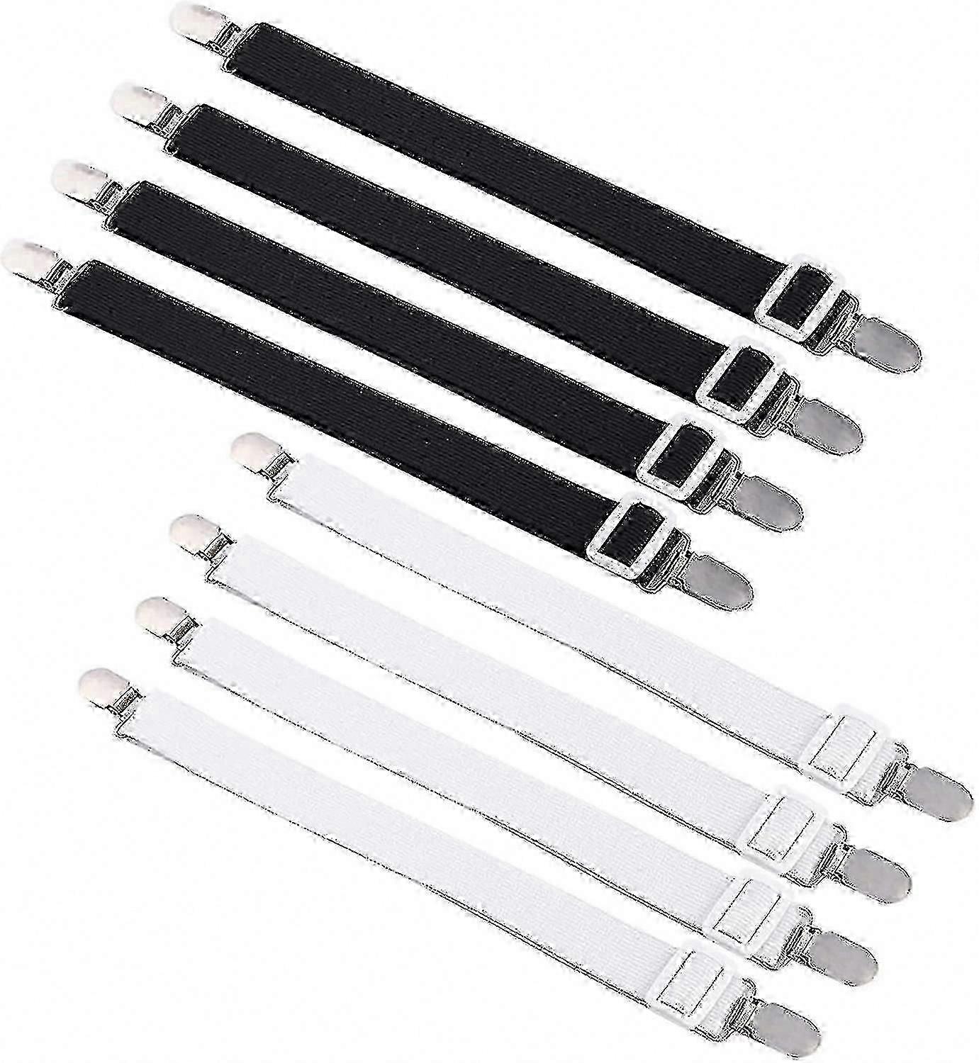 Adjustable Bed Sheet Holders Clips, 8pcs Elastic Strap Bands, Secure Corner Fasteners Keep Bedsheets Taut