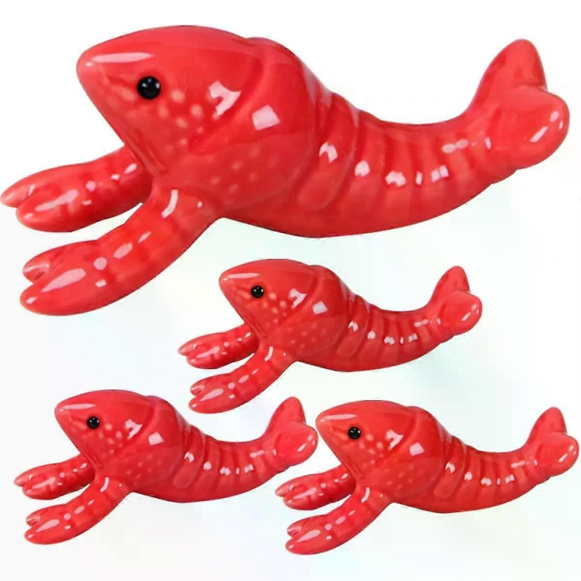 Ceramic Chopstick Rest 4Pcs Red Set for Dining Tables