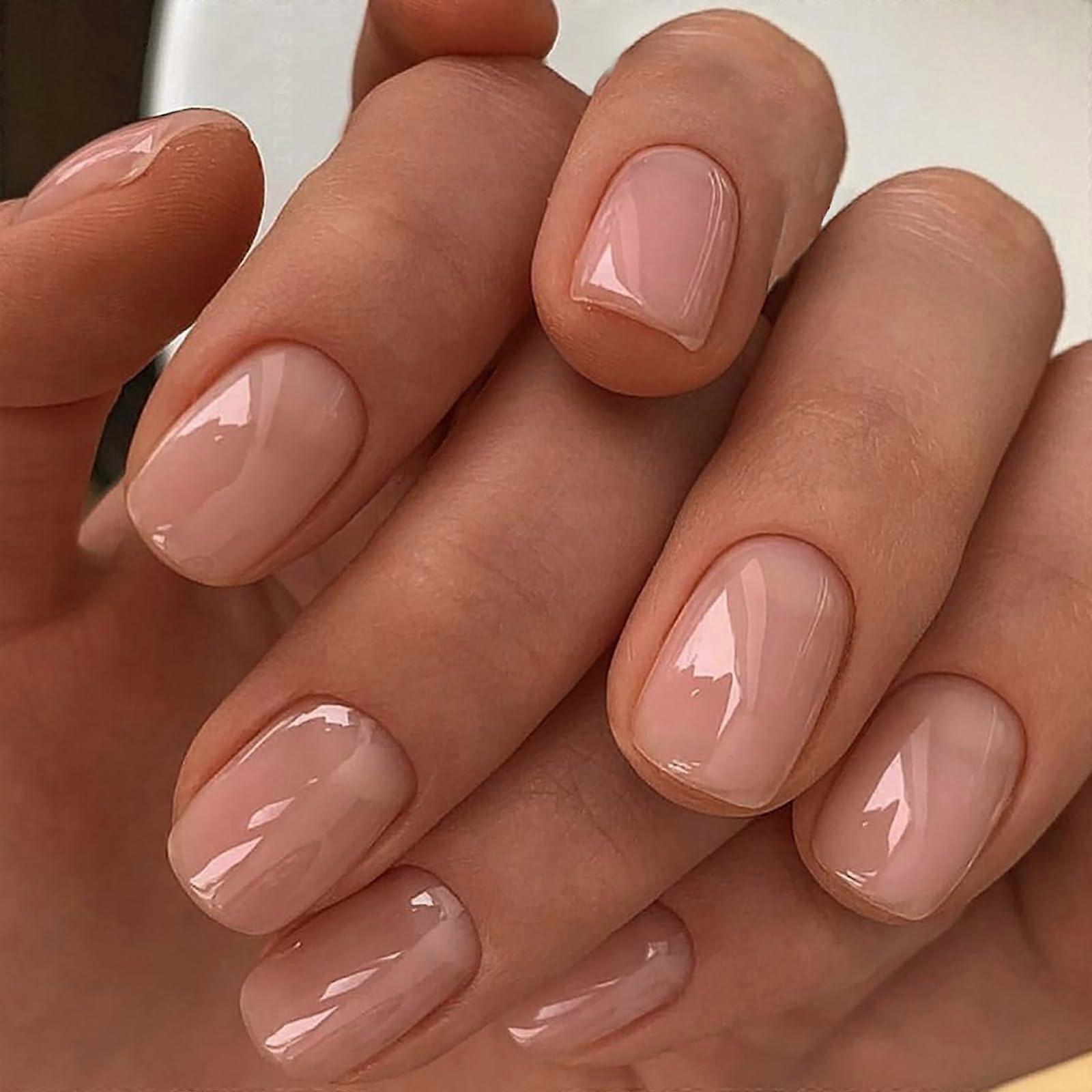 Acrylic Short Square Nude Press On Nails Kit