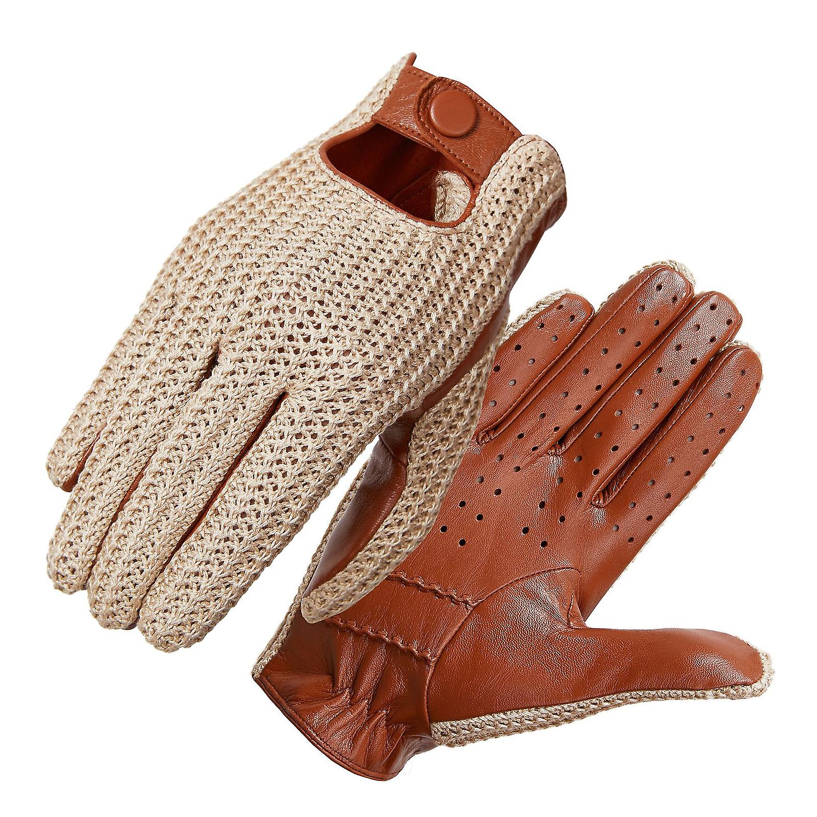 Men Knitted Goatskin Touch Screen Gloves