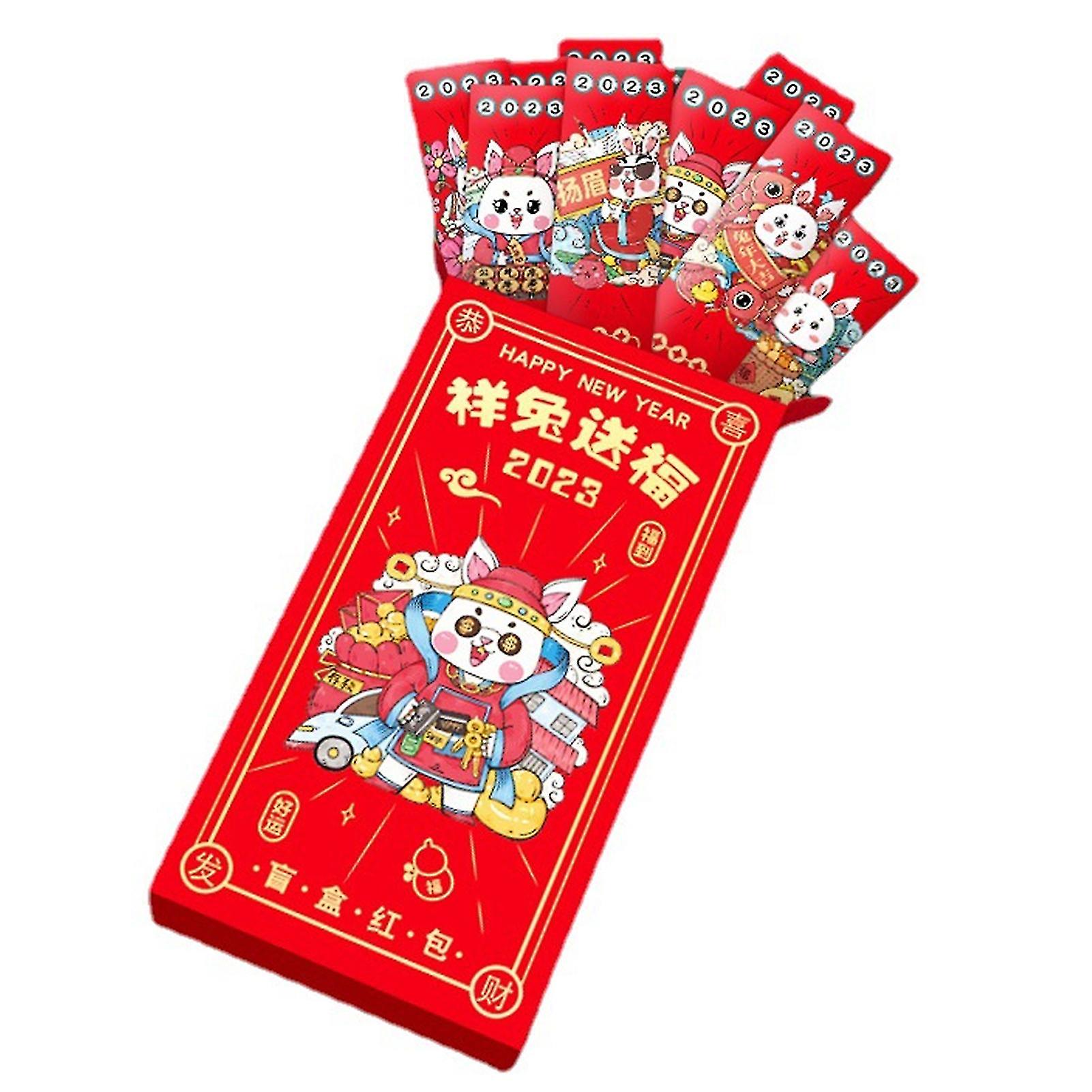 Chinese Red Envelopes Box Kit With 12pcs Small Red Envelopes Spring Festival Pocket Money Happy Bao Kit