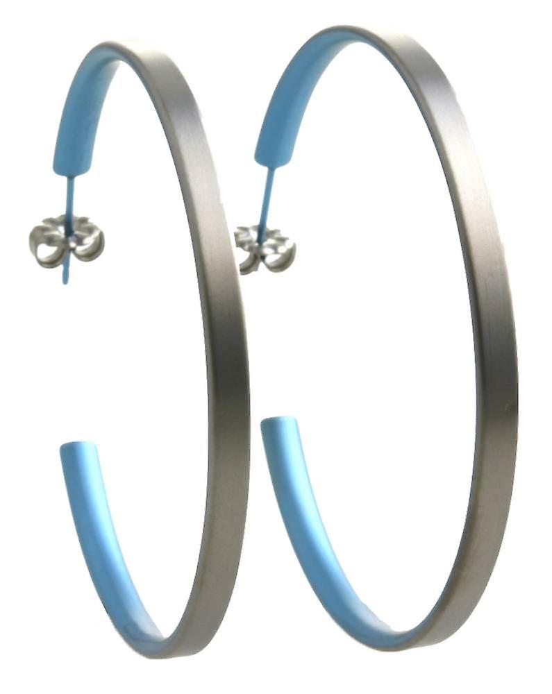 Ti2 Titanium Large Hoop Earrings - Sky Blue