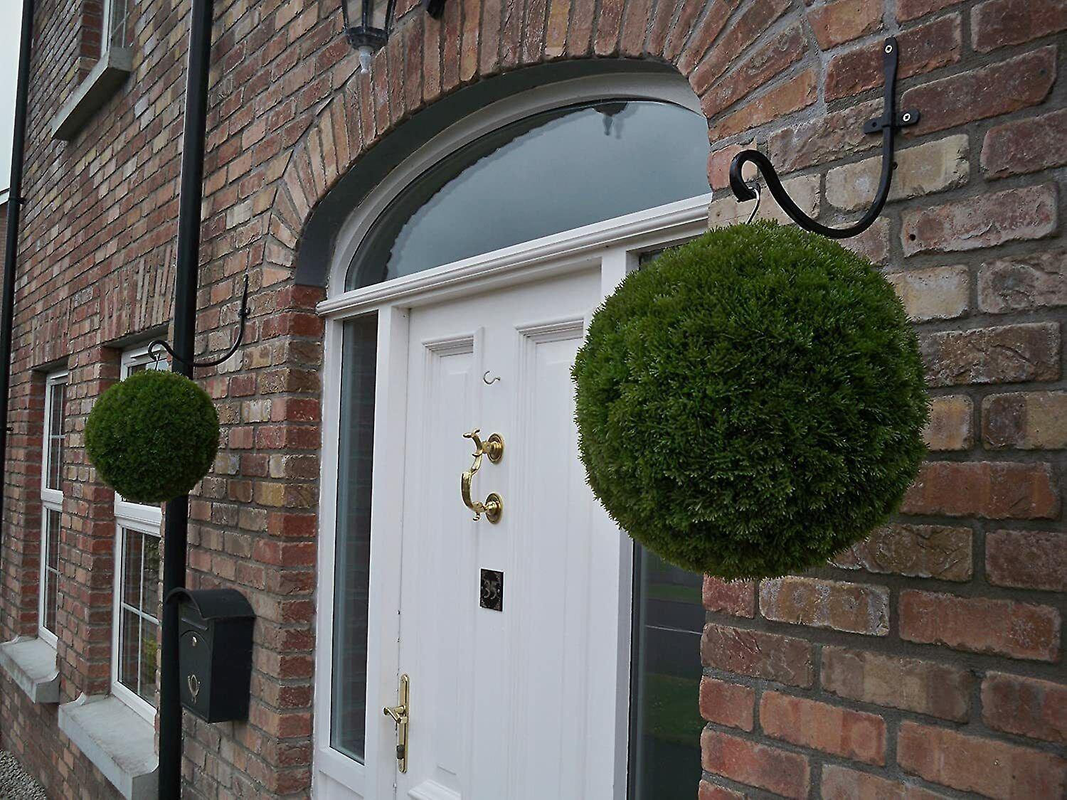 Best Artificial pair of 36cm Green Conifer Hanging topiary balls