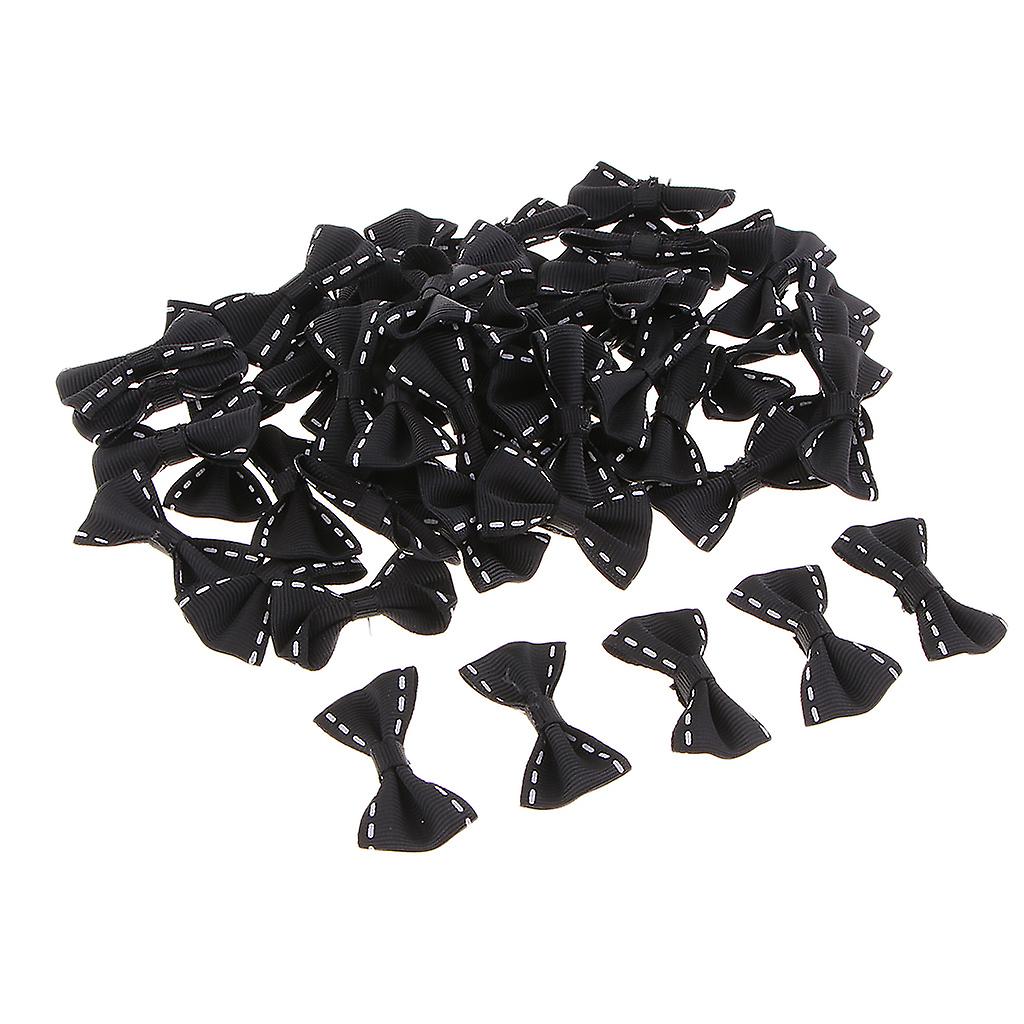 50 pièces mignon satin noeud ruban applique embellissements noir