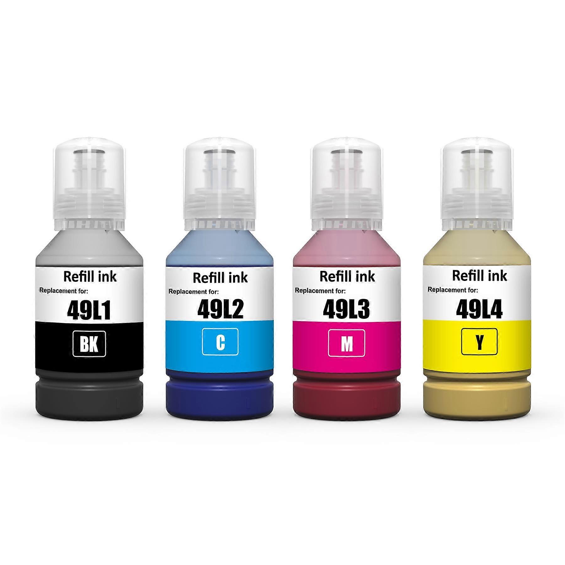 Go Inks Compatible T49H Nachfülltinte Set Set, 4er Pack, 140ml, Schwarz/Cyan/Magenta/Gelb für Epson EcoTank Drucker