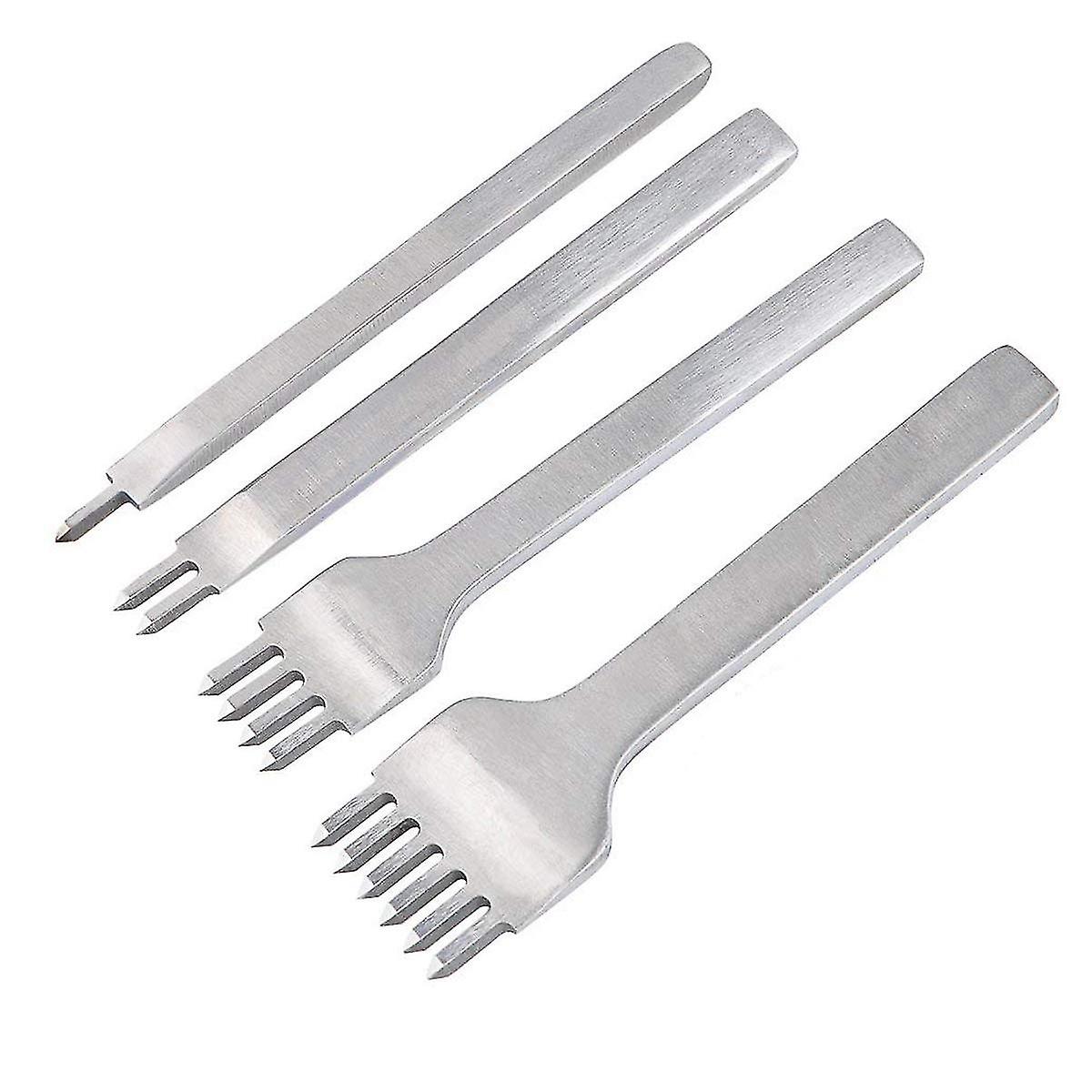 Lacing Stitching Chisel Set Diy Leather Craft Tool 4mm Diamond Hole Punches For Leather 1/2/4/6 Per