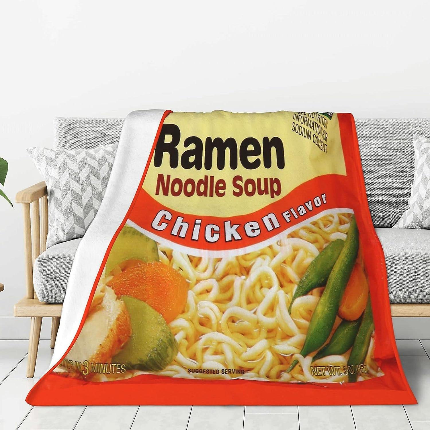 Instant Noodle Soup Chicken Flavor Ramen Blanket Soft Comfort Lightweight Flannel Fluffy Microfiber All Season Fun Food Blanket Plush Plush Blanket Fo