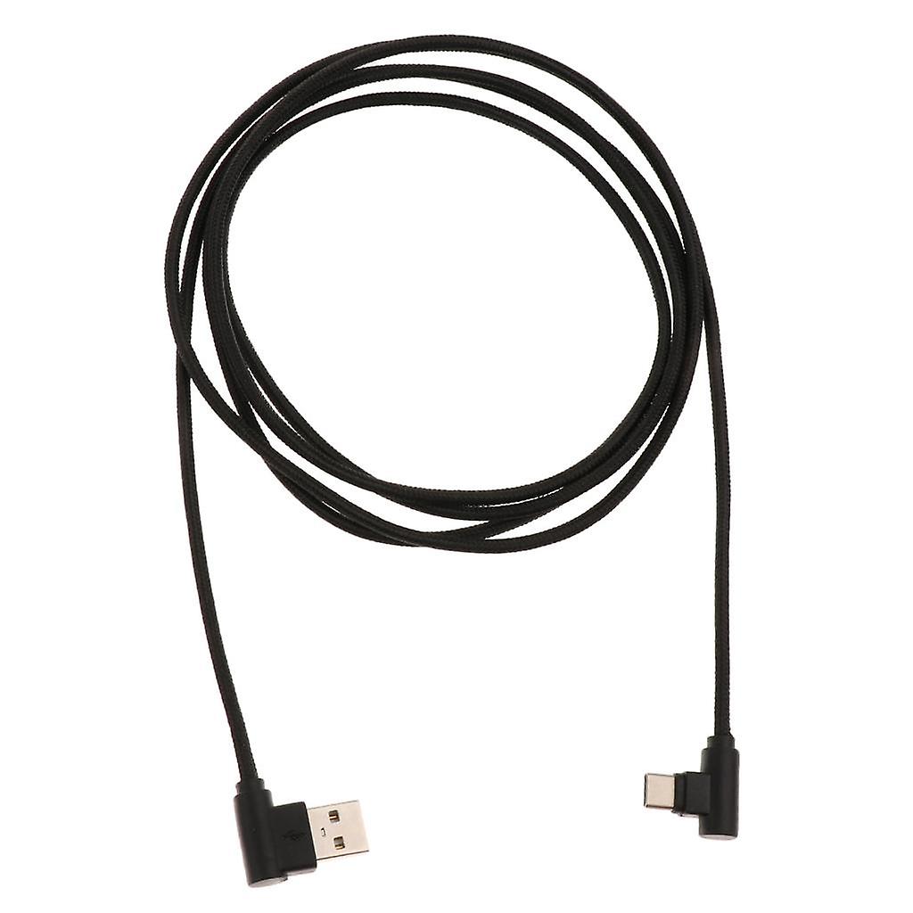 2Meter 6.5Ft USB to USB Type C Sync Charger Angled Cable Adapter Cord Black