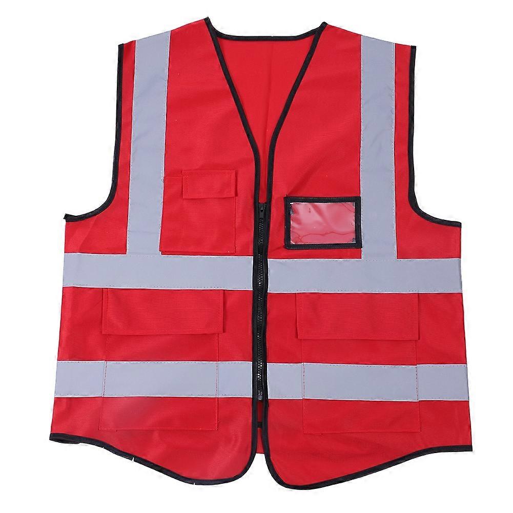 Multicolor Reflective Vest Safety Security Waistcoat (Red)