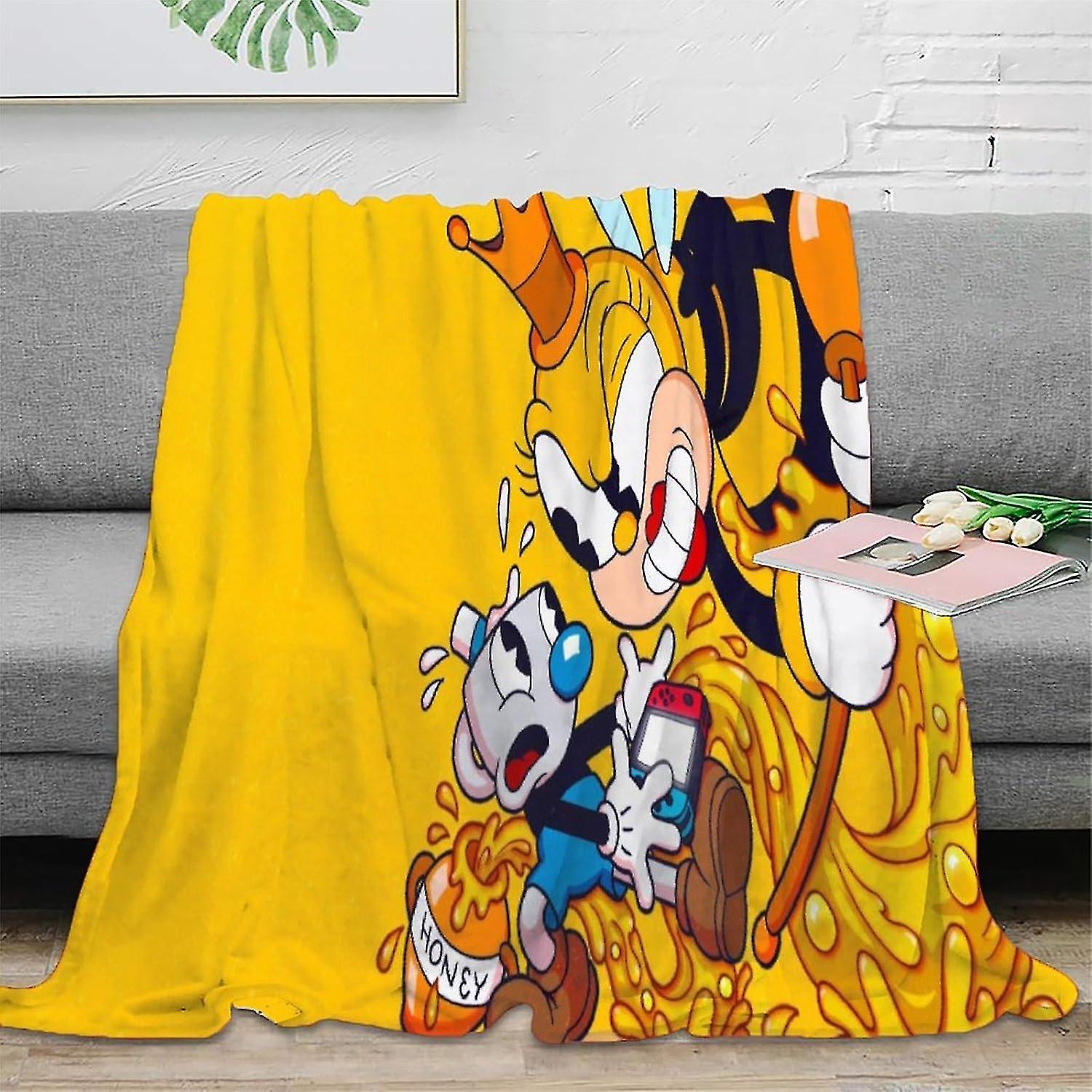 Bed Blanket The Cuphead 3d Printed Throw Blanket Fluffy Microfibre Plush Blanket Lightweight Throw For Kids Adults Soft Warm Flannel Blankets Autumn &