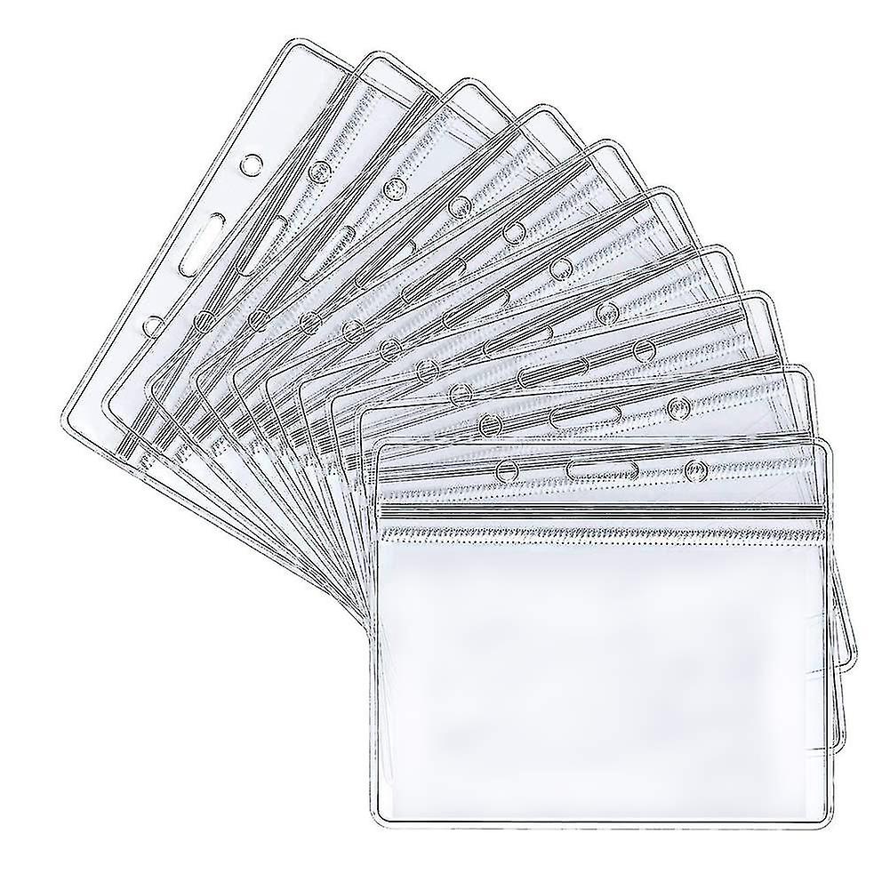 50pcs Plastic Card Holder, Transparent Horizontal Waterproof Name Tag