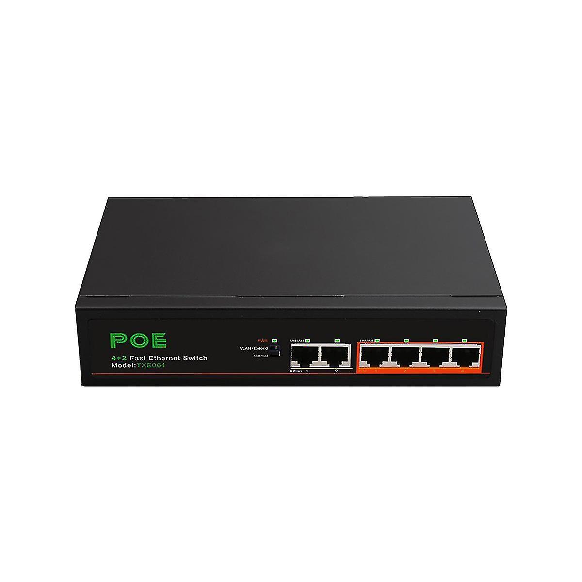 6 Poorten Poe Switch 4-poe+2 Up-link 100mbps Fast Ethernet Netwerk Home Network Hub Adapter Series Po