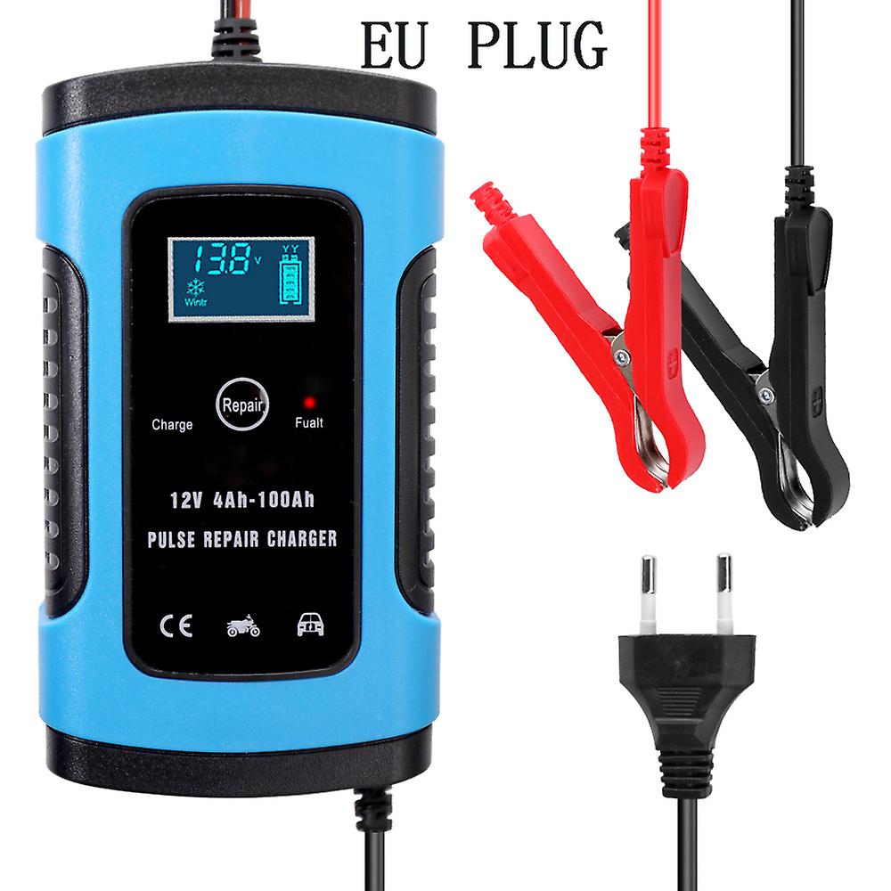 Full Automatic Car Battery Charger 110v To 220v To 12v 6a Intelligent Fast Power Charging Wet Dry Lead Acid Digital Lcd Display