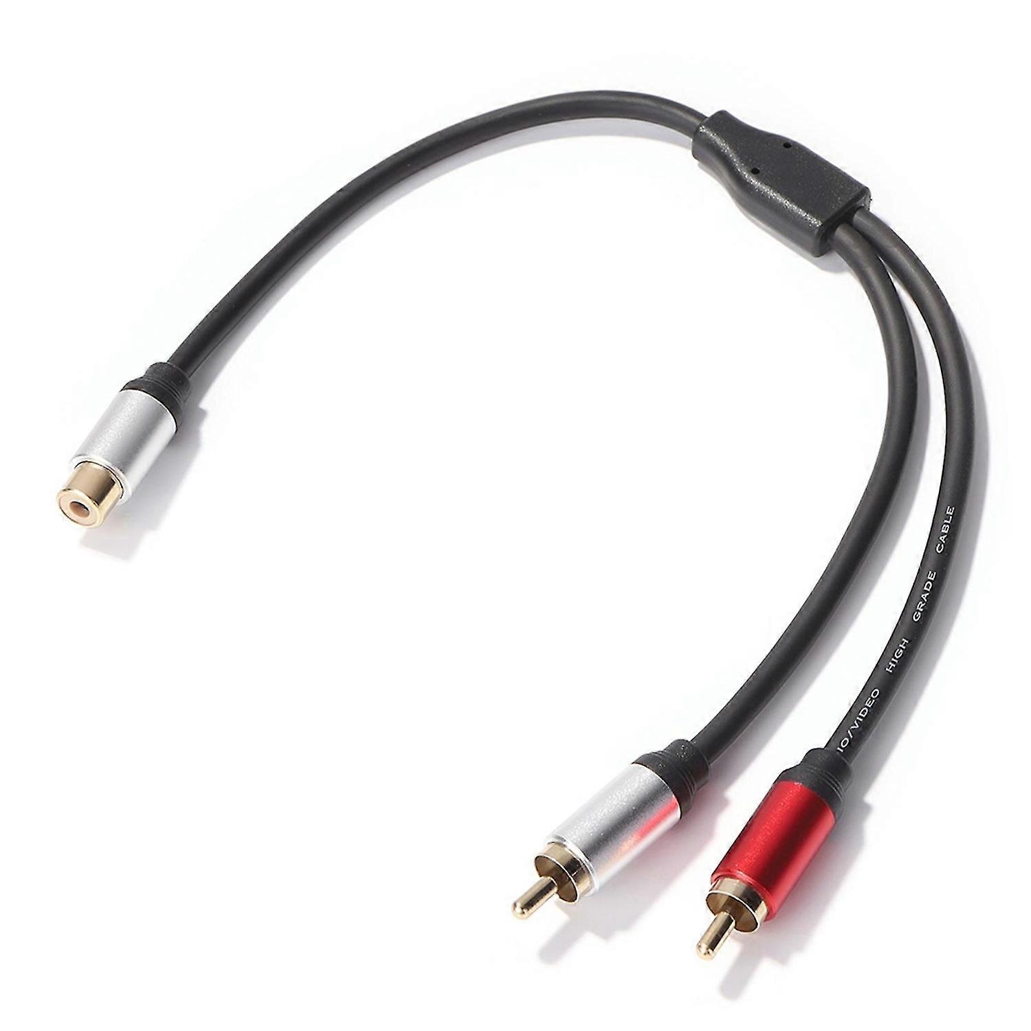 Audio Splitter Cable Portable Clear Sound Stable Signal 28cm 1 RCA Female to 2 Male AUX Audio Cord f