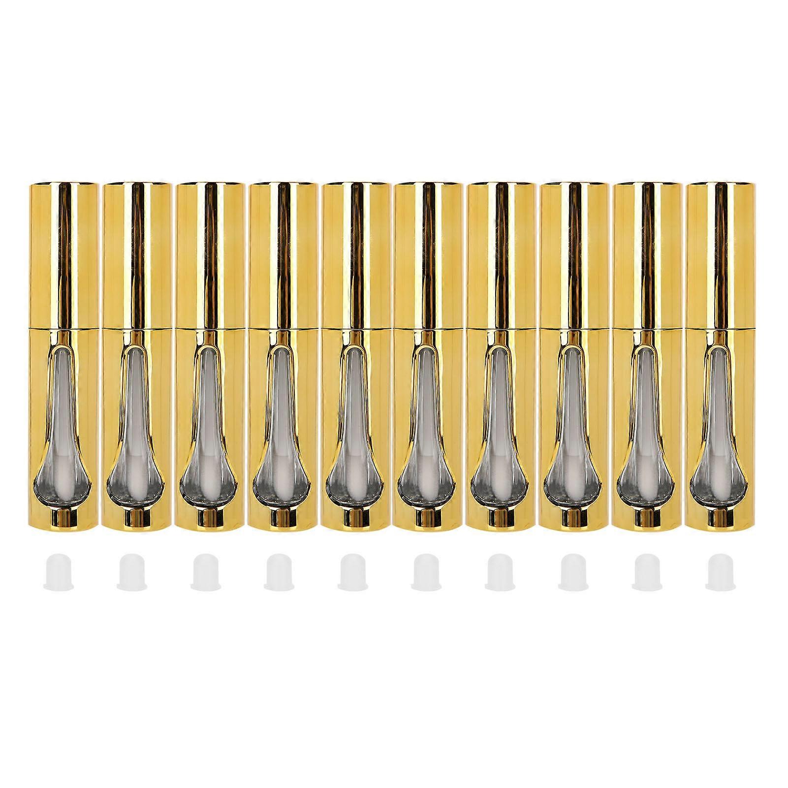 Portable Lip Gloss Bottle Diy Electroplated Empty Lip Oil Tube Container 10pcs X 3ml (gold)