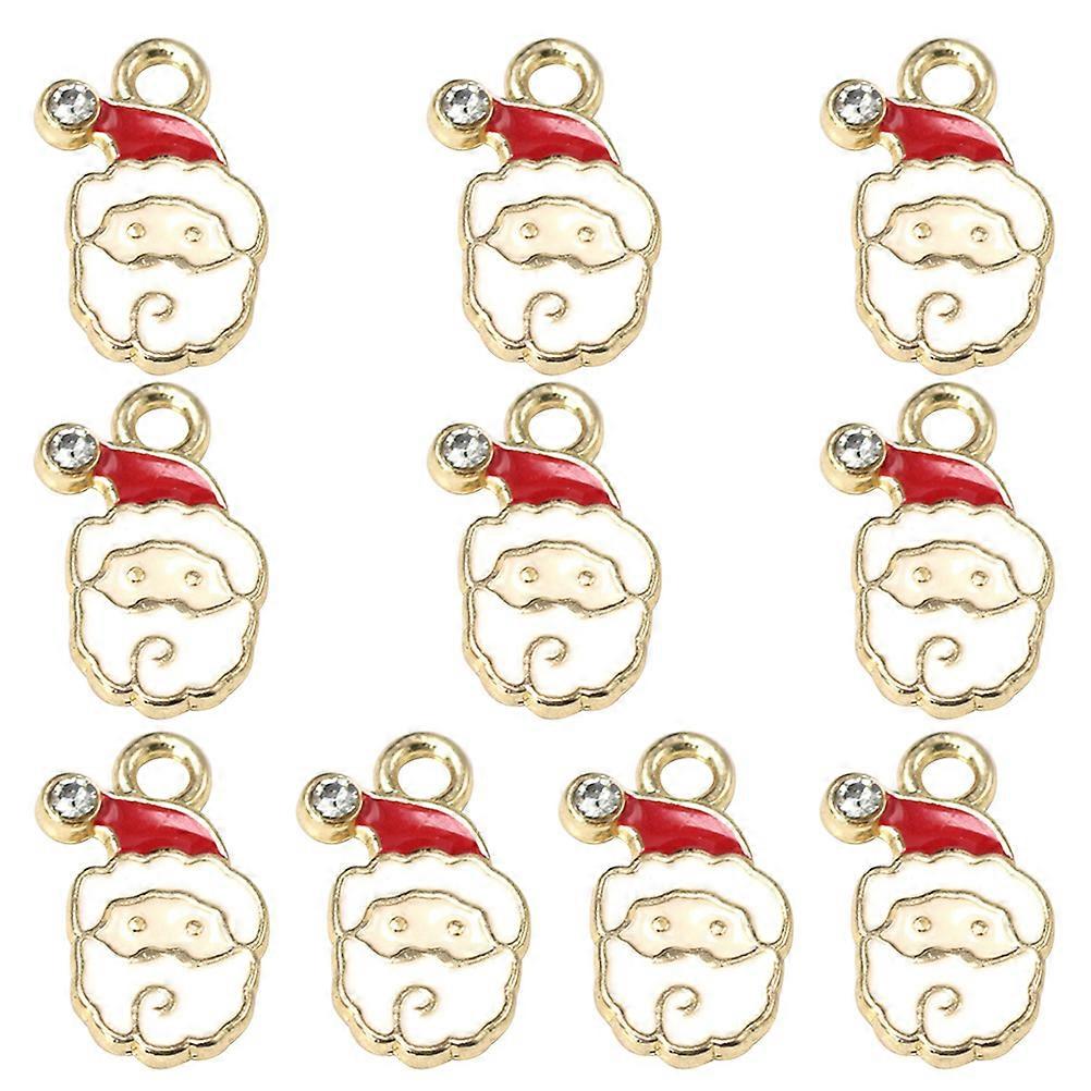 10pcs Père Noël Tête Pendentifs Mode Bande Dessinée Alliage Charmes Bricolage Bijoux Fabrication Accessoire pour L’artisanat