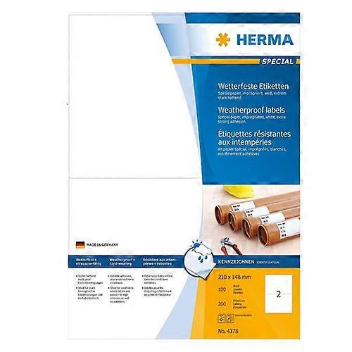 Herma High Quality Self-Adhesive Impregnated Labels A4 100 Pieces (White)