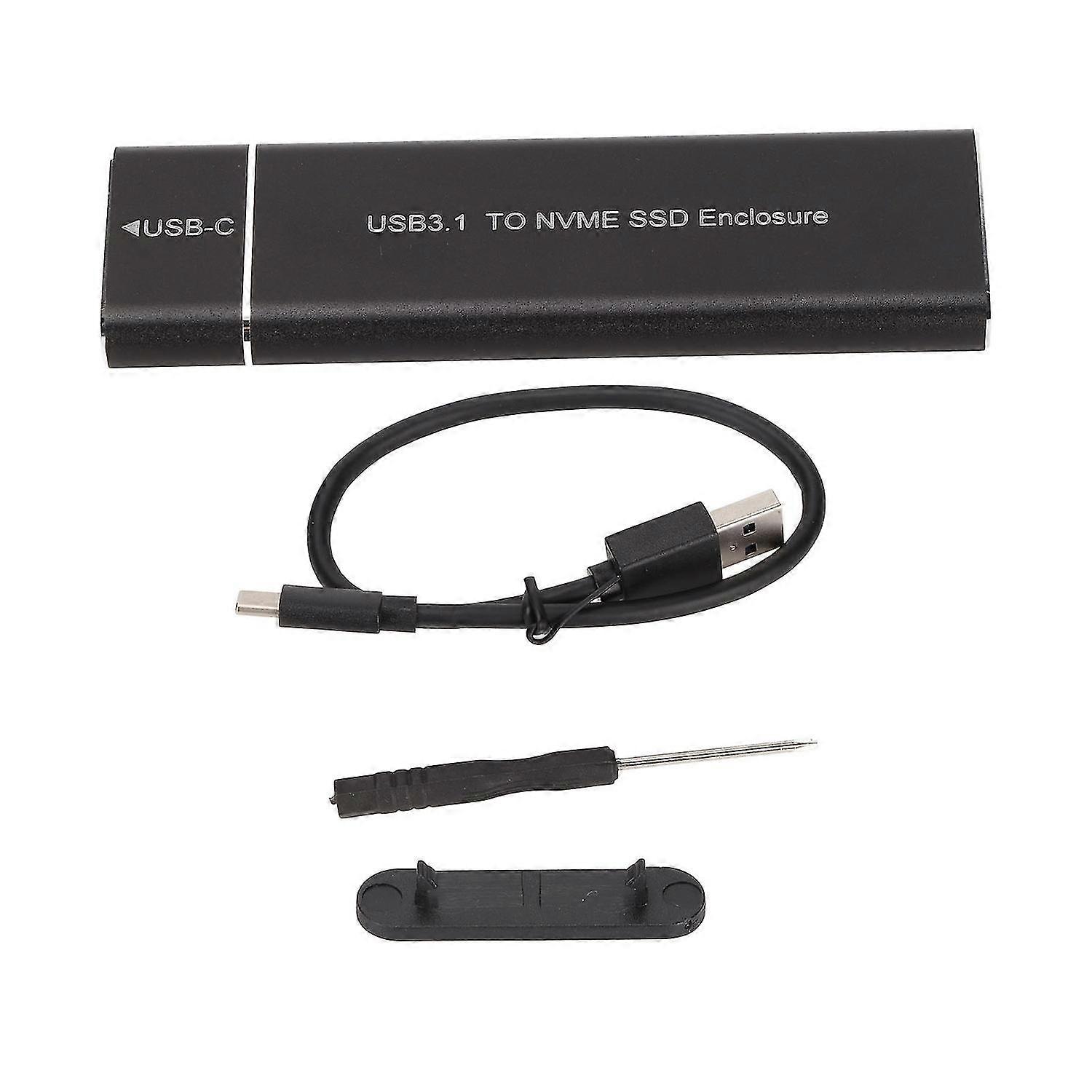 M.2 NVMe SSD Enclosure 6Gbps Ultrathin Type C Interface Aluminum Alloy Black USB 3.1 to NVMe PCIe SS