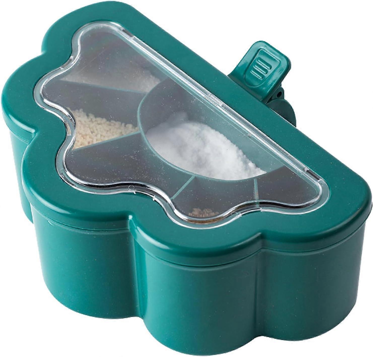 6 Compartment Spice Box and Container with Clear Lid and Spoon, Spice Storage Container for Spices Salt Sugar Bottle Handheld Multifunctional Space Sa