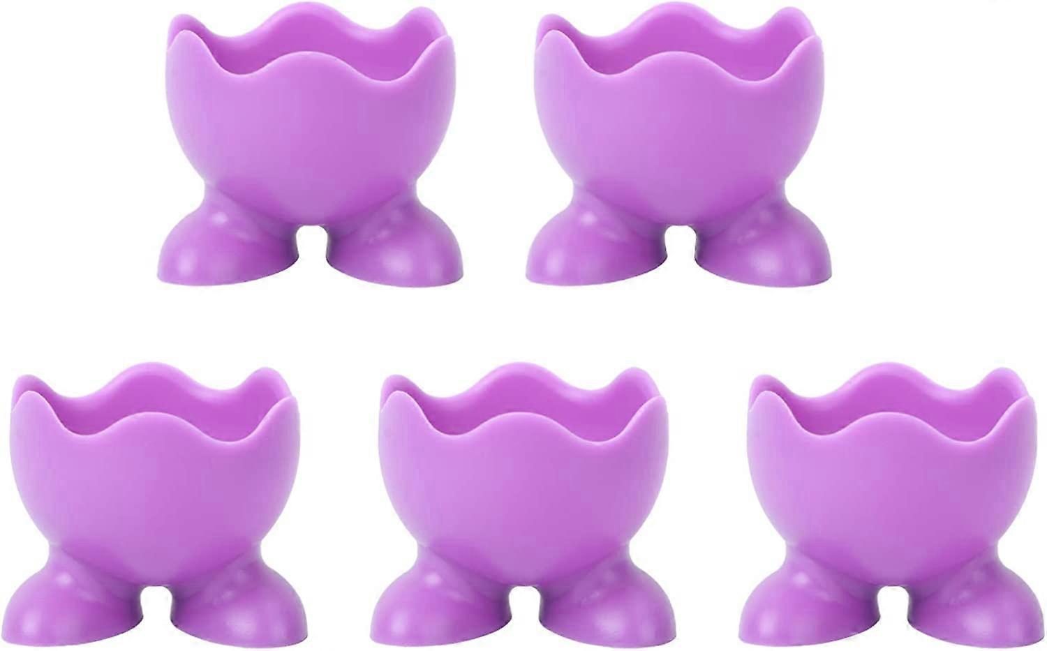 5 Pieces Silicone Egg Cup Tray Egg Rack Stand Kitchen Utensils (Random Color)
