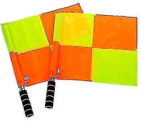 أعلام حكم كرة القدم مع حمل حقيبة كرة القدم القاضي Linesman هامش الرياضة العادلة الأعلام المباراة معدات الحكم، الأخضر والبرتقالي