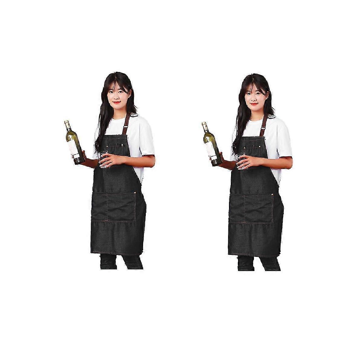 Unisex Adjustable Multi Pocket Apron For Chef Kitchen Bbq And Studio Halterneck Work Apron