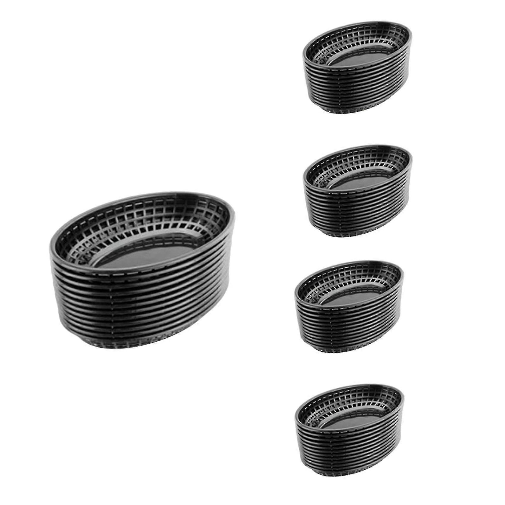 12 Pcs Plastic Fast Food Baskets Oval Serving Platter Breakfast