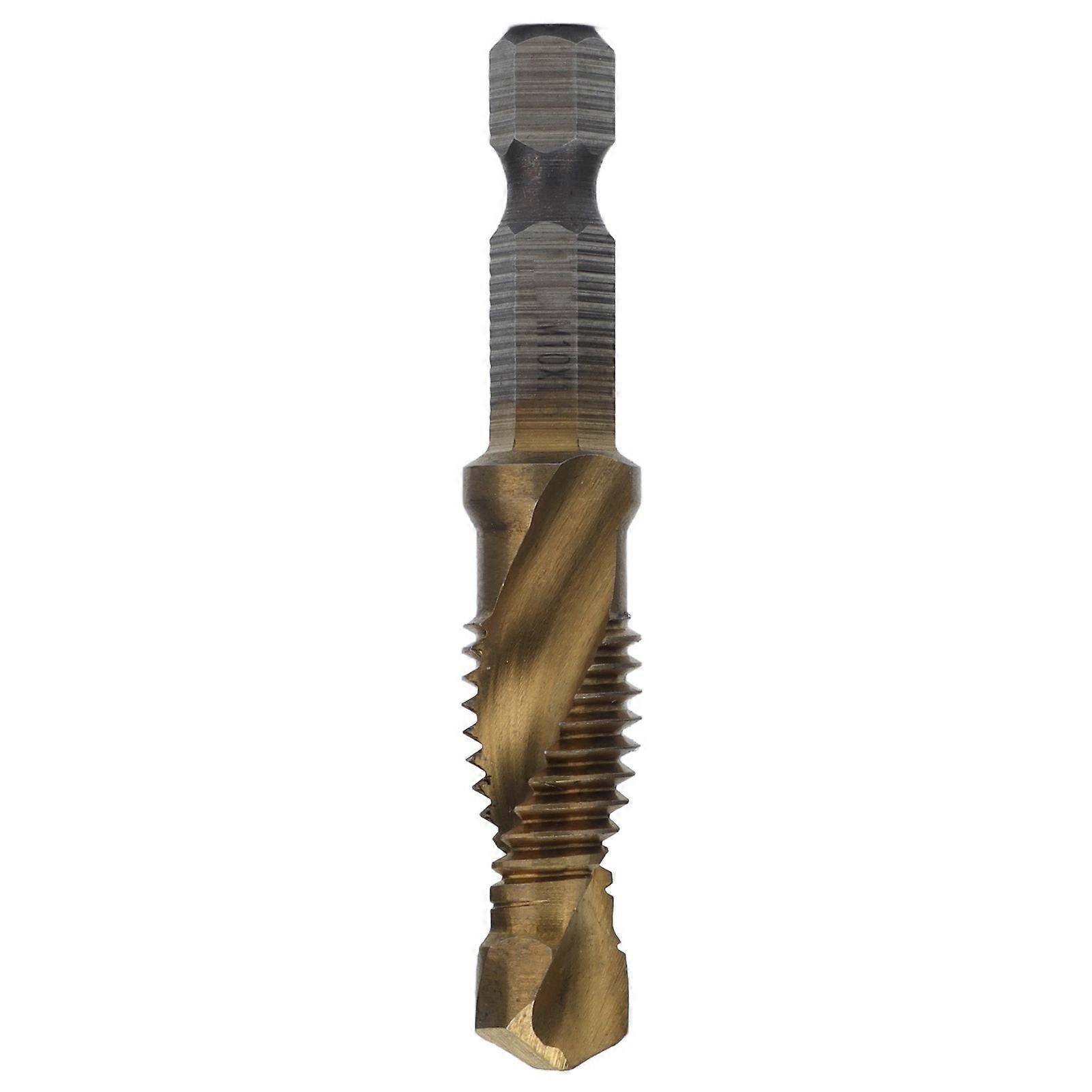 Tap Drill Bits Hex Shank Titanium Coated Metric Screw Combination Tapping Bit for WoodM10